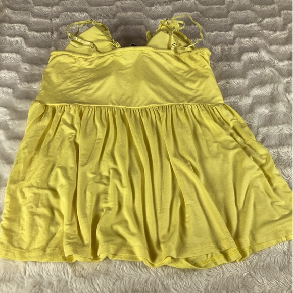 Blue B Collection Women’s Size L Top Yellow Eyelet Lace Flowy Boho Padded - Picture 7 of 10